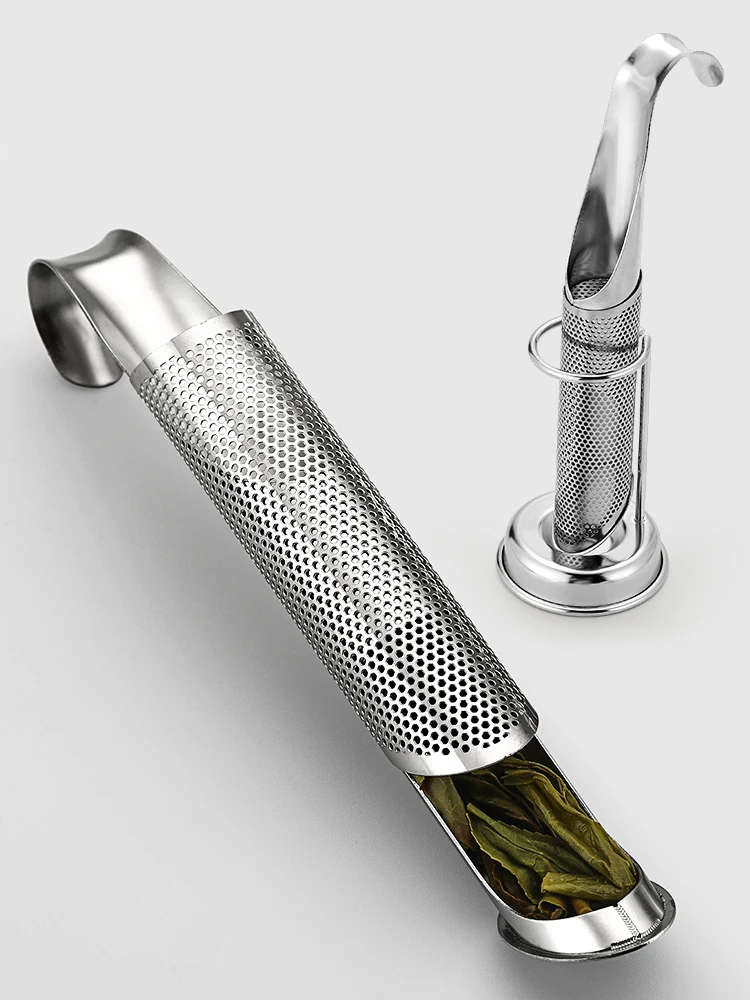 304 Stainless Steel Tea Strainer Filter Lazy Tea Brewer Tea Set Pipe Shape Tea Filter Tea Leach Hanging Design Tea Brewing Tool