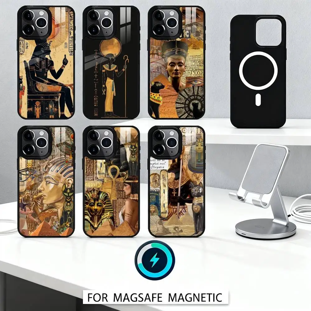 

Egyptian Pharaoh Mural Phone Case For iPhone 17,16,15,14,13,12,Pro,Max For Magsafe Magnetic Wireless Charging
