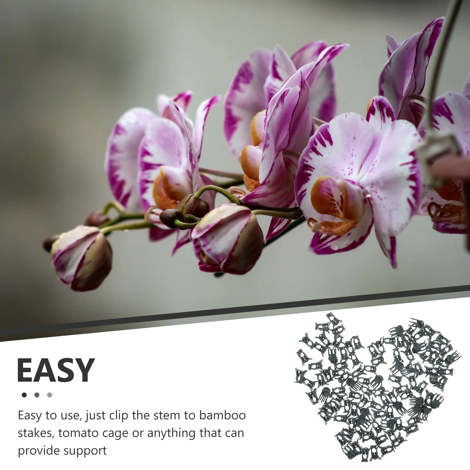 

100Pcs Plastic Plant Support Clips Reusable Stem Clips for Garden Flower Vine Climbing Vegetables Garden Plant Clip