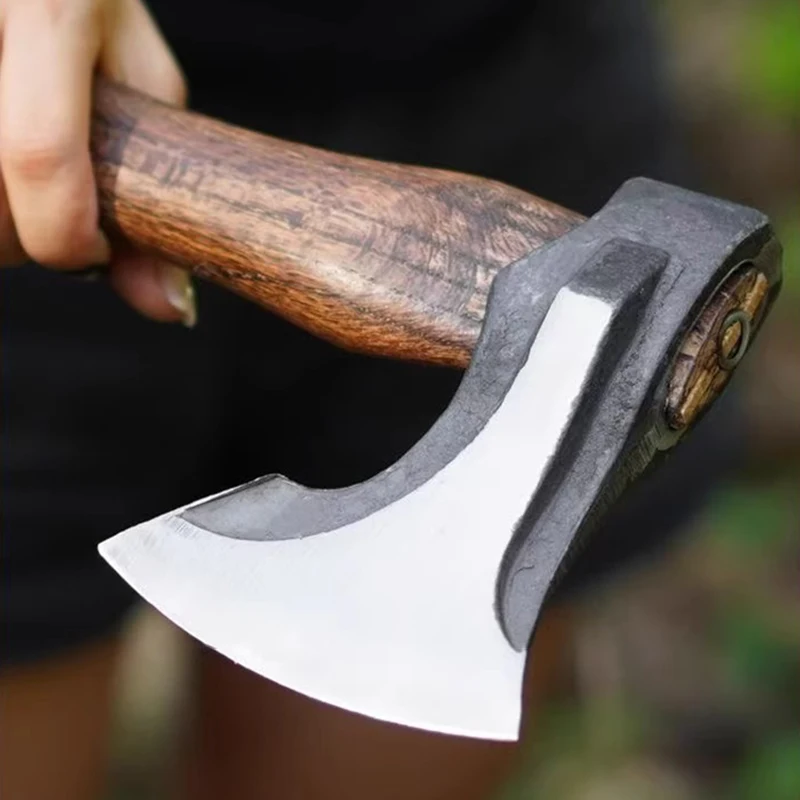 Wooden Handle Axe Outdoor Cutting Firewood Axes Forging Woodworking Hand Tools Multifunctional Camping Survival Defense Axes