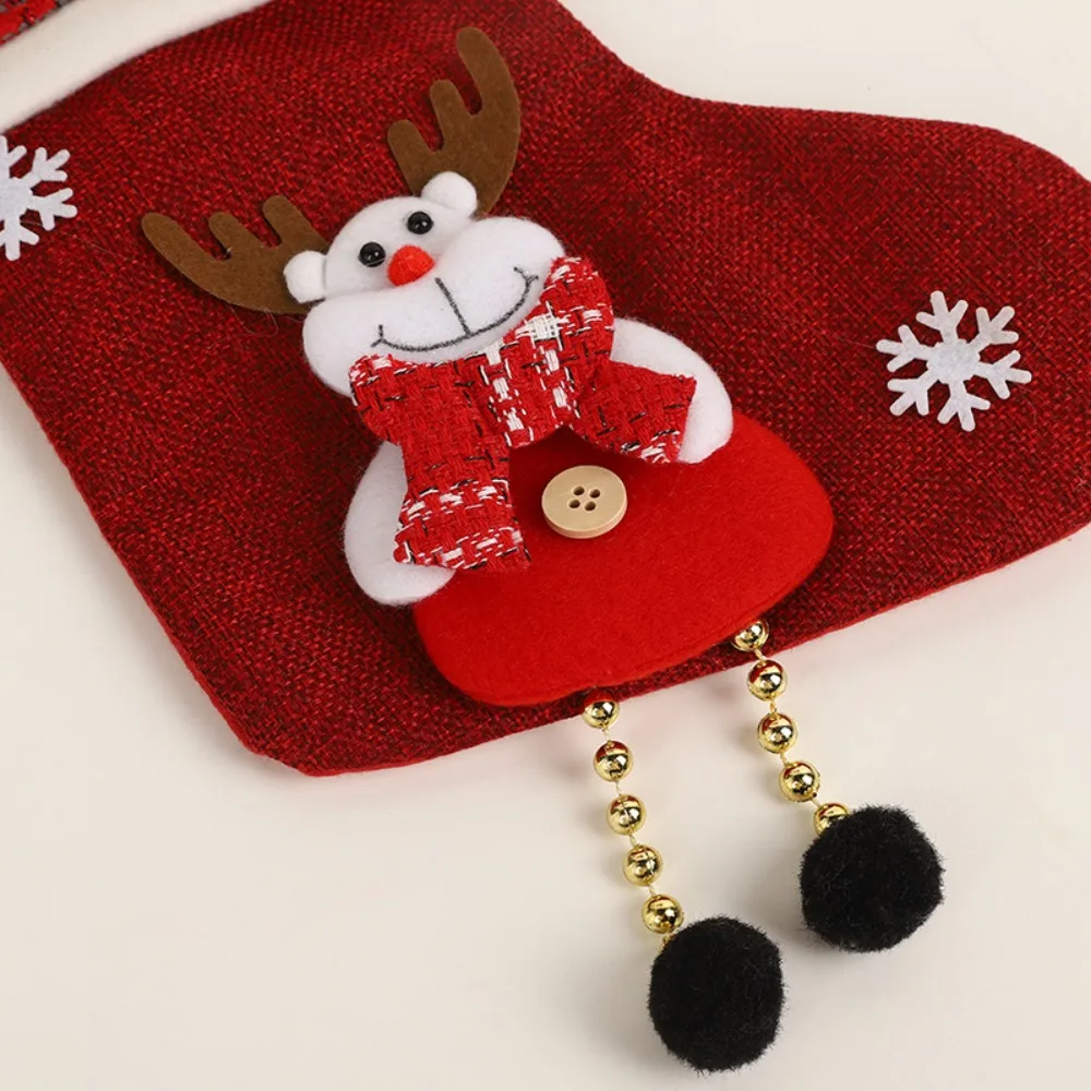 2Pcs Creative Hanging Christmas Socks Ornaments Snowman Elk Christmas Gift Bags Red Cartoon Xmas Tree Ornaments Party