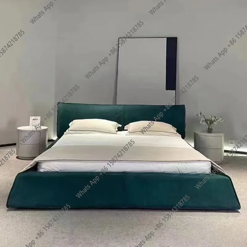 N64 Frosted technology cloth bed Simple modern fabric bed Villa master bedroom bed Designer landing