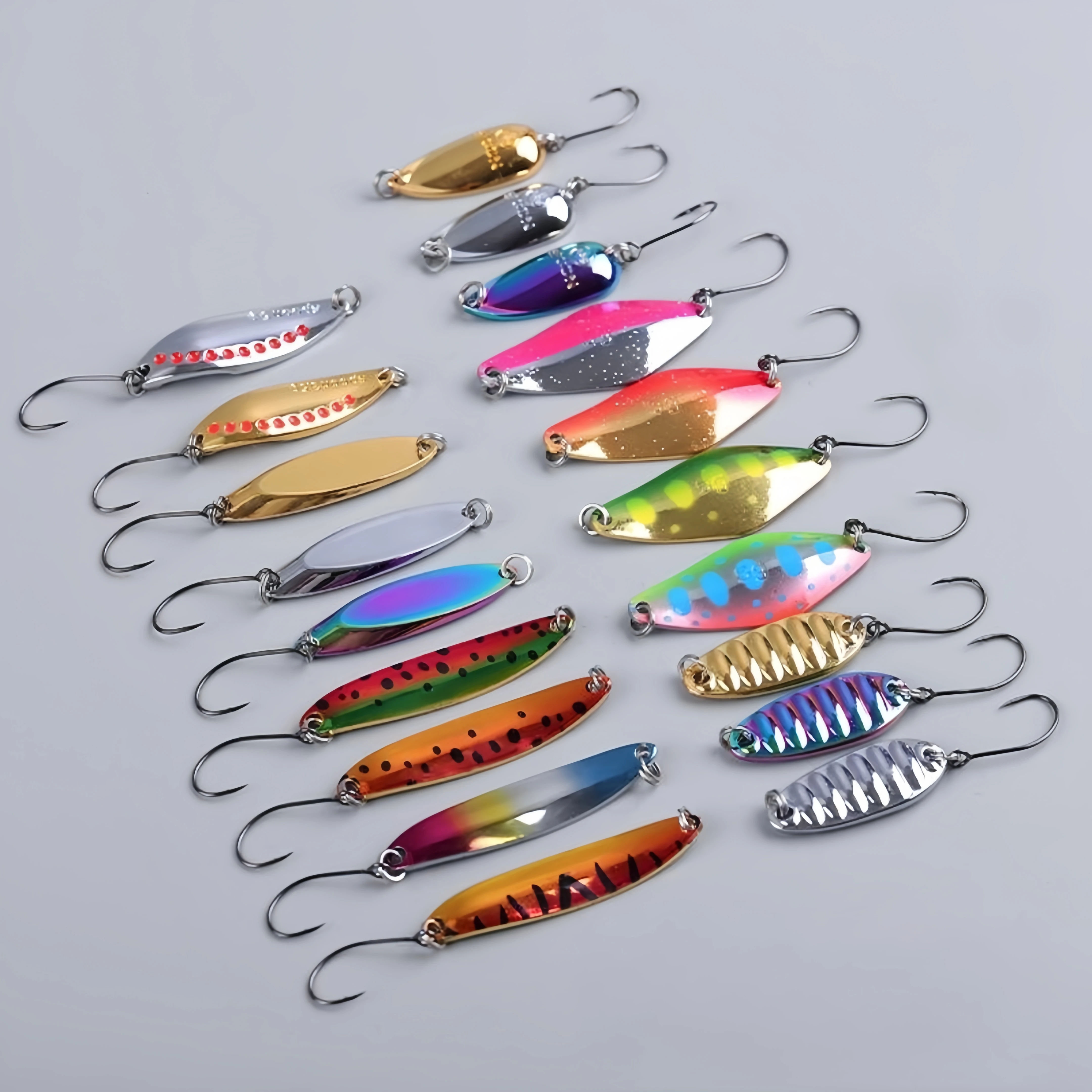 

Metal Spinner Spoon Fishing Lures 8pcs set Kit Set Metallic Sequins Artificial Blade Jigs Hard Bait BKK Hooks Pesca Pike Carp