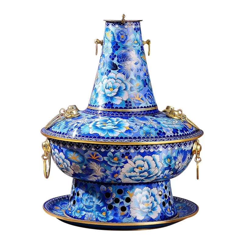 Hot pot electric charcoal dual-purpose plug-in copper pot old Beijing charcoal thickened traditional enamel color hot pot