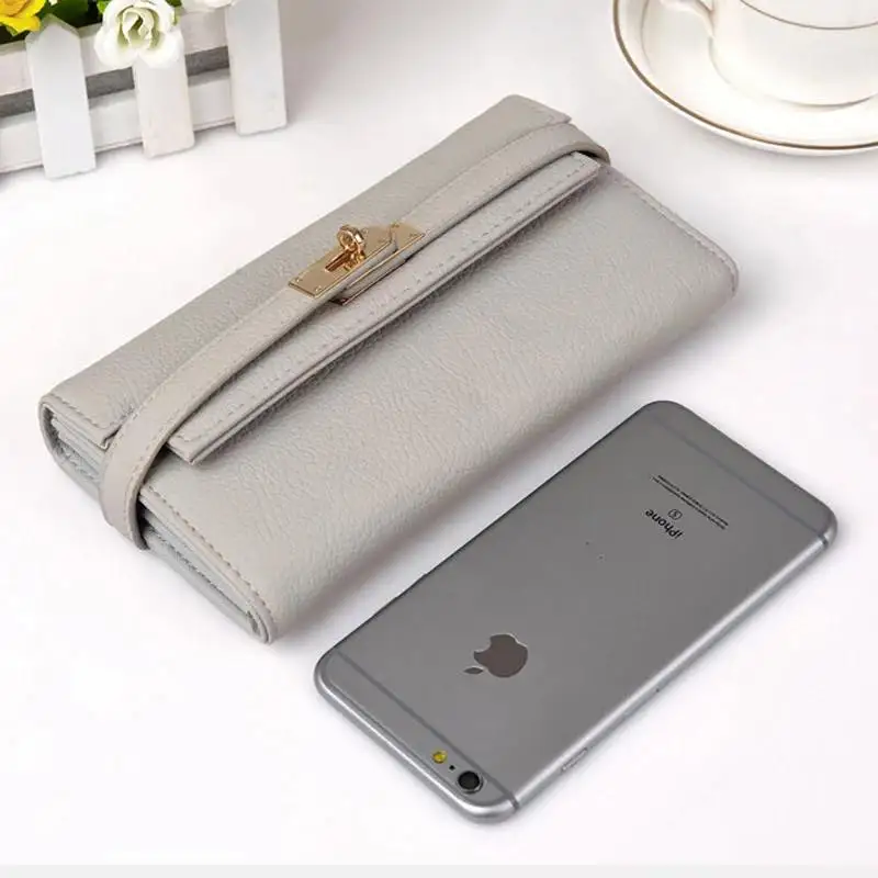 Luxury Brand Woman Wallet Female Long Clutch Bag Designer Leather Wallet High Quality Card Hold Lady Money Bag with Orange Purse