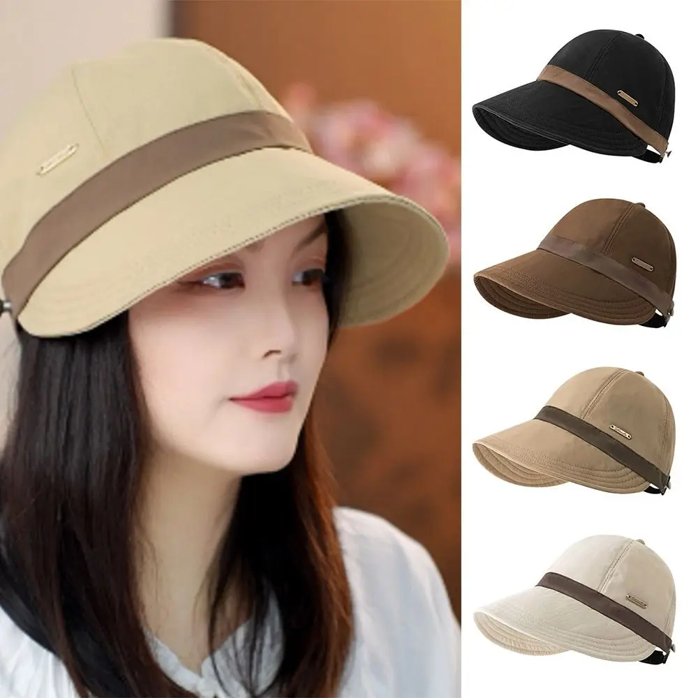 New Color Matching Peaked Cap Wide Eaves Can Hang Masks Wide Brim Cap for Women Dome Sunshade Fisherman Hat