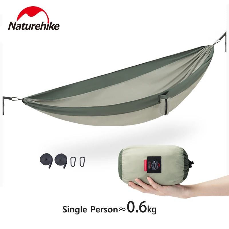 Naturehike Portable 240T Pongee Hammock Single and Double Person Outdoor Camping Hiking Garden Hammock Swing Hanging Bed