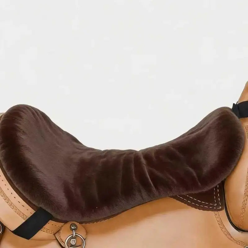 Brown Fabric Horse Cover with a Shaped Seat-Top Form, Flexible Construction, and Fasteners Positioned Toward Front and 69HD