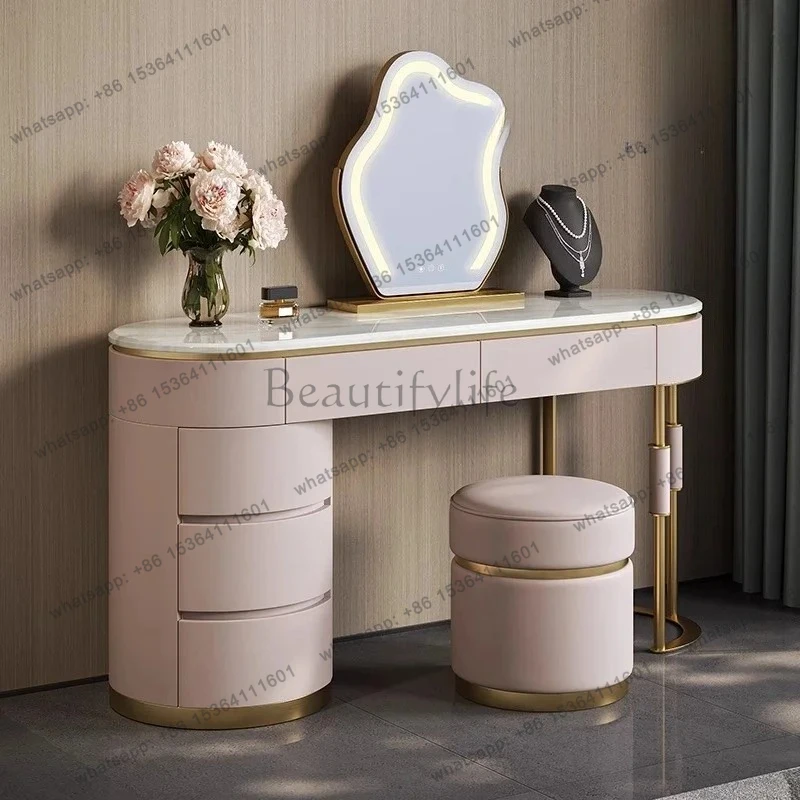 

Italian simple dresser bedroom modern small apartment high-end minimalist marble light luxury integrated makeup table
