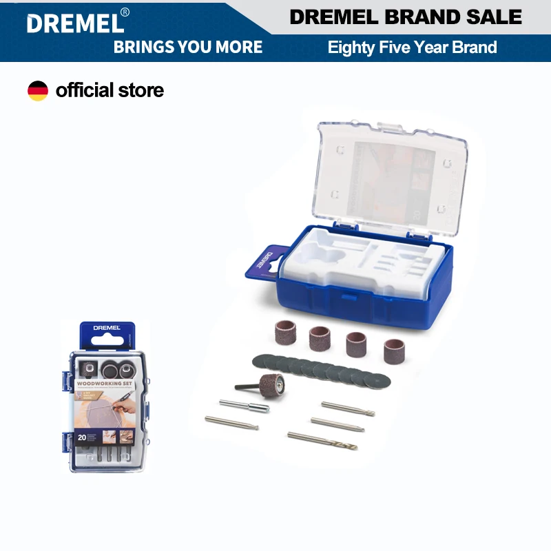 

Dremel 20 Pcs Woodworking Carving Rotary Tool Accessories Set with Abrasive Disc Sanding Wheel Bits Mandrel for Sanding Carving