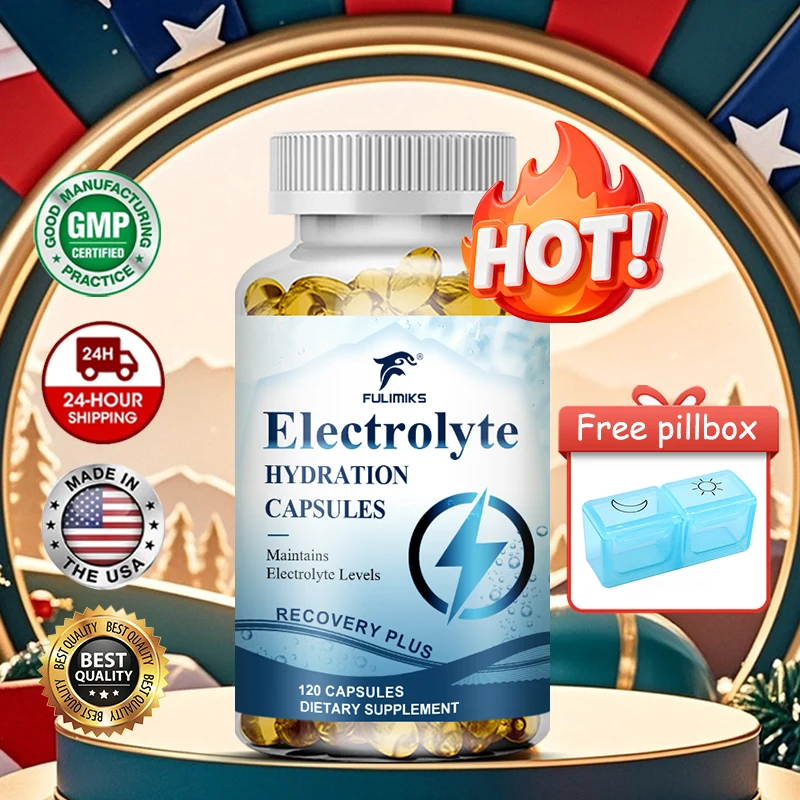 Cápsulas de Suplementos de Hidratación con Electrolitos, con Vitamina B6, B12, Calcio, Apoya la Concentración, el Cerebro, la Energía, la Vitalidad, Gran Venta