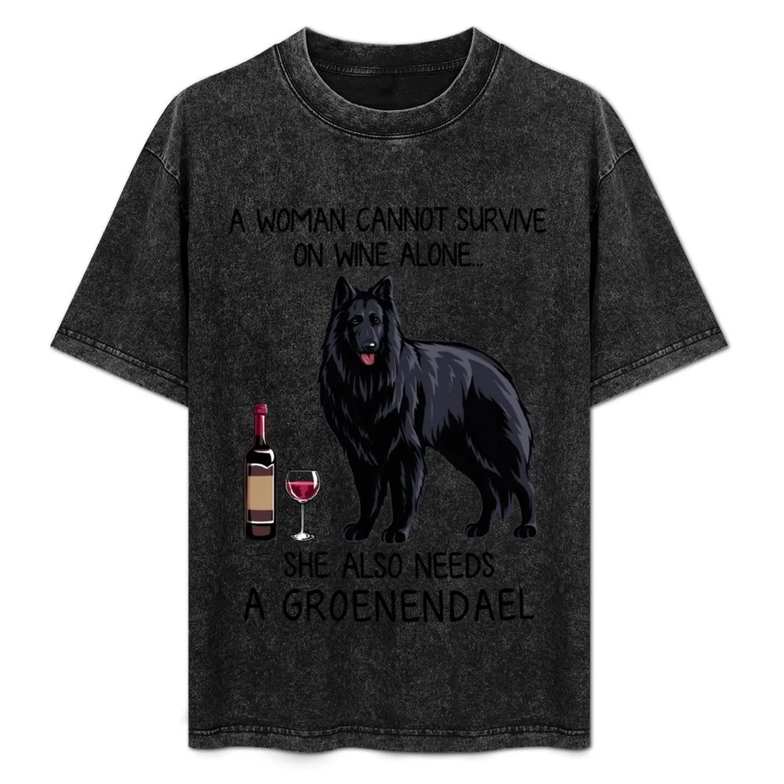 Camiseta Groenendael con diseño de perro y vino, regalo divertido para mamá de perros, camiseta informal para el trabajo.