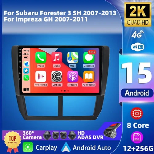 Android 15 para Subaru Forester 3 SH 2007-2013 Impreza GH 2007-2011 Radio estéreo para coche reproductor de vídeo Multimedia GPS AI voz CarPlay