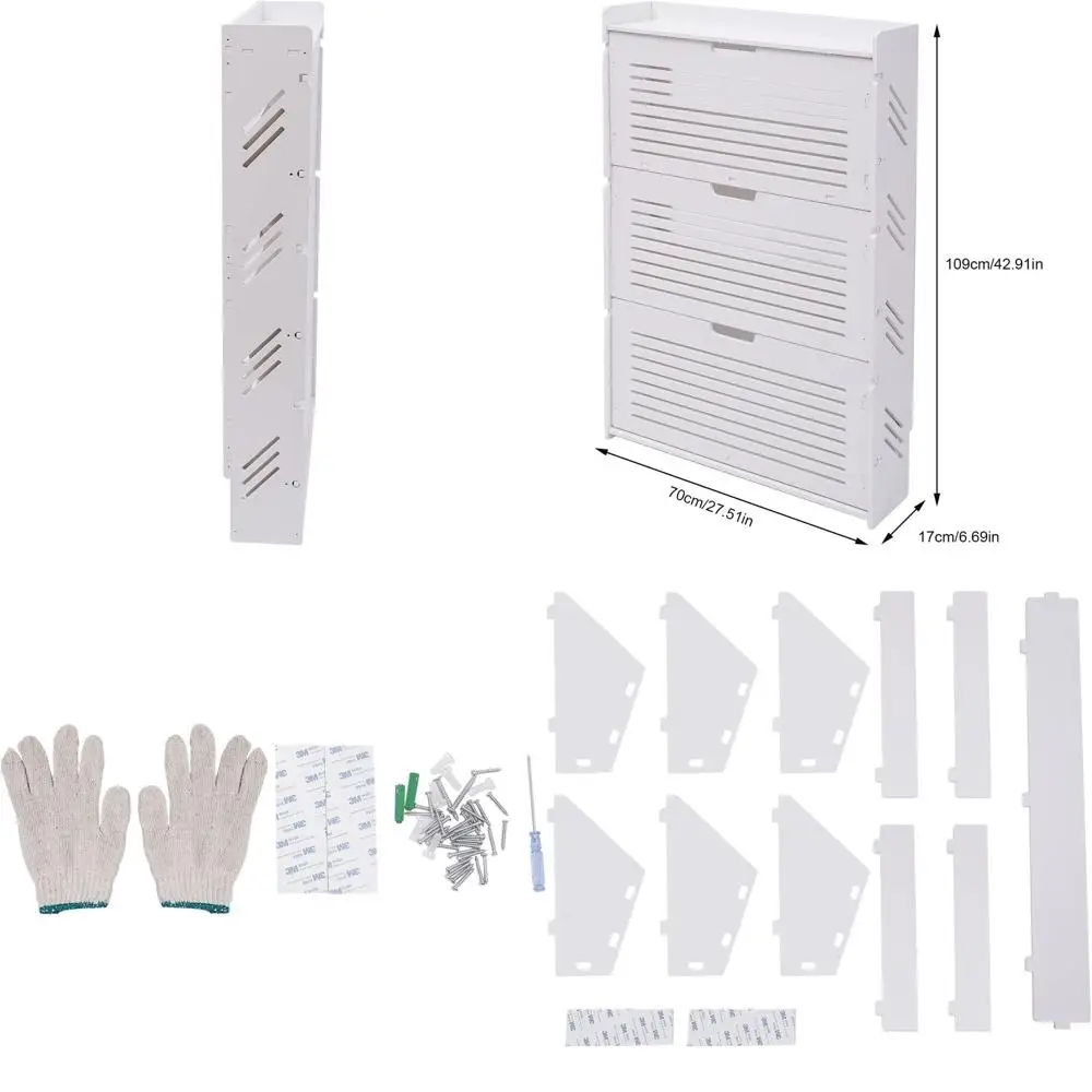 

Трехуровневая узкая полка для обуви в прихожую - вместительный шкаф для хранения с выдвижными ящиками