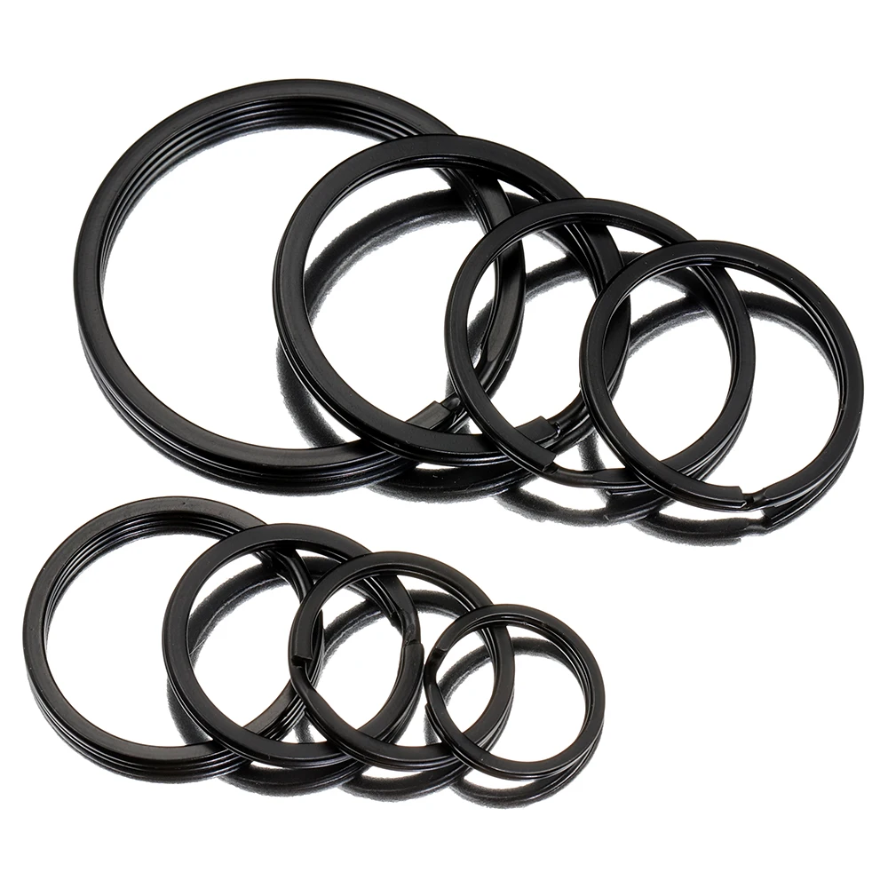 10 stks Legering Zwarte Platte Sleutelhangers 20-50mm Ronde Metalen Sleutelhouder Sluit Ring voor DIY Sieraden sleutelhanger Component Accessoires