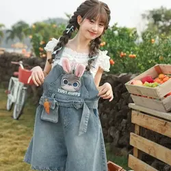 Disney Judy Hopps Jumpsuit Tops Cartoon Anime Zootopia Embroidery T Shirt For Girls Cute Summer Short Overalls Rompers 2024 New