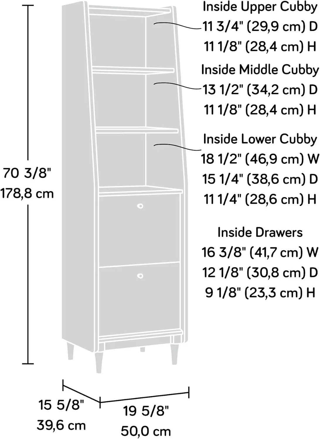 Harvey Park Narrow Bookcase/ Book shelf, Grand Walnut