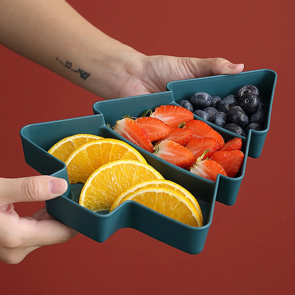 

2 Pcs Candy Plate Christmas Tree Fruit Platters Serving Dish Pp Snack Display Tray
