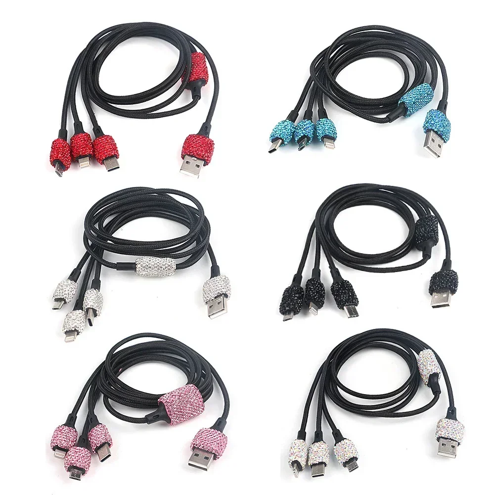 New Bling Car Charger 5V 2.1A Dual USB Port Fast Adapter Pink Car Decor Car Styling Diamond Car Accessories Interior for Woman