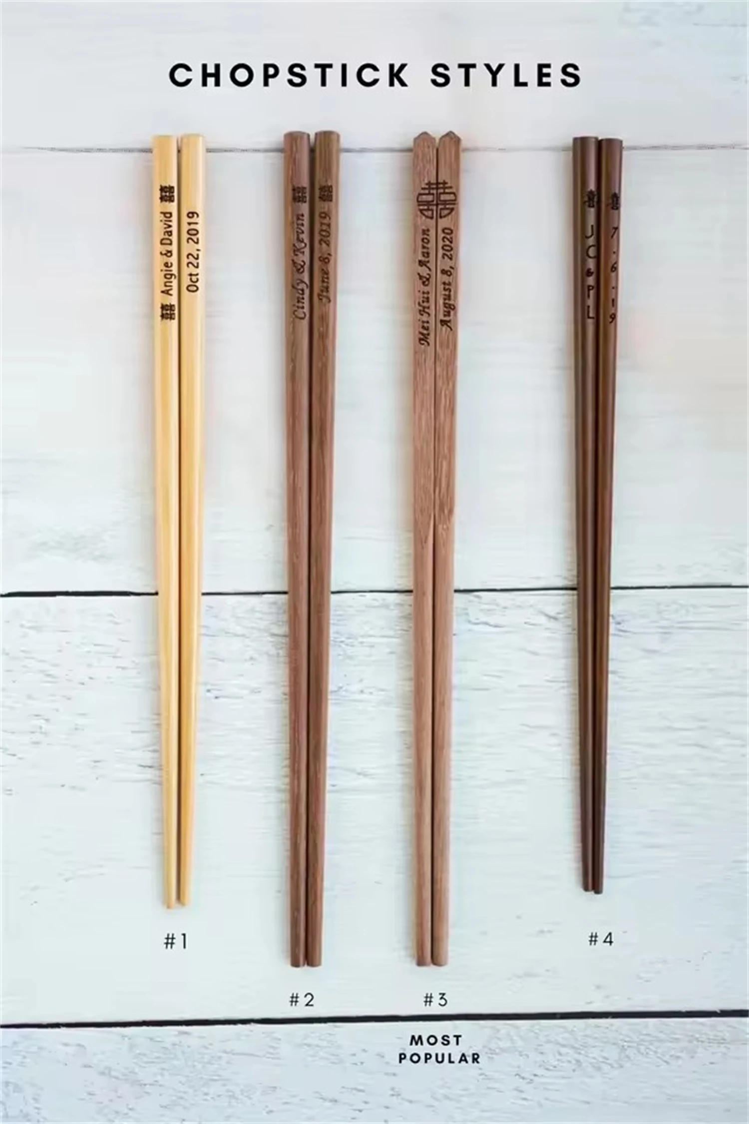 Personalized Chopsticks with Silk Pouch | Engraved Chopsticks | Chinese Wedding Favors | Custom Chopsticks Gifts | Wedding Party - view 6