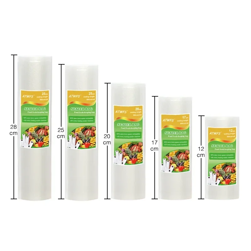 Vacuum Bag Packaging Food Vacuum Sealer Bags for Food Storage Keep Products Fresh Bag 12/17/20/25/28cm*500cm 1 Roll