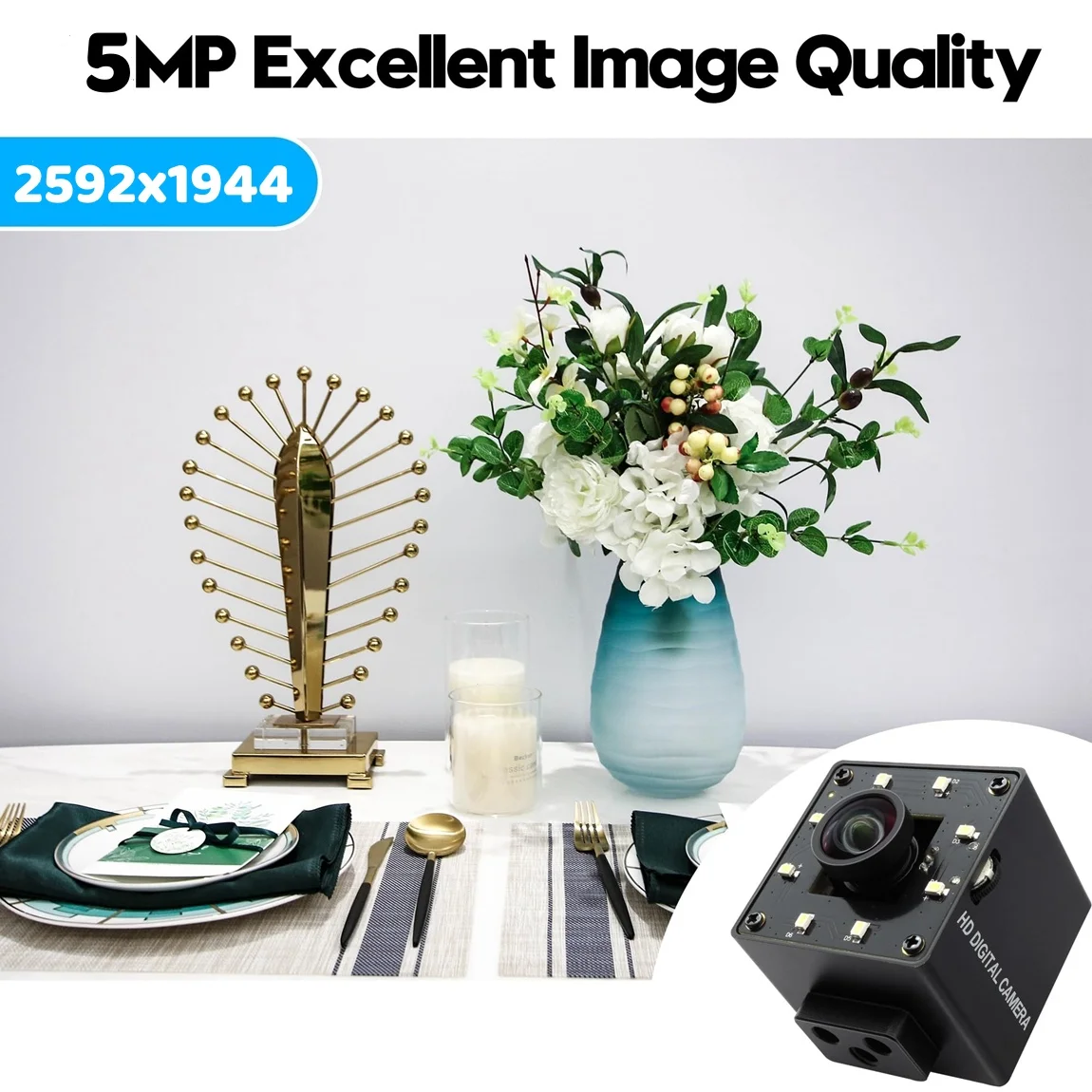 ELP 5MP Night Vision USB Webcam 1944P 1080P 30fps Industrial Camera with 8pcs White LED Free Driver for Security System