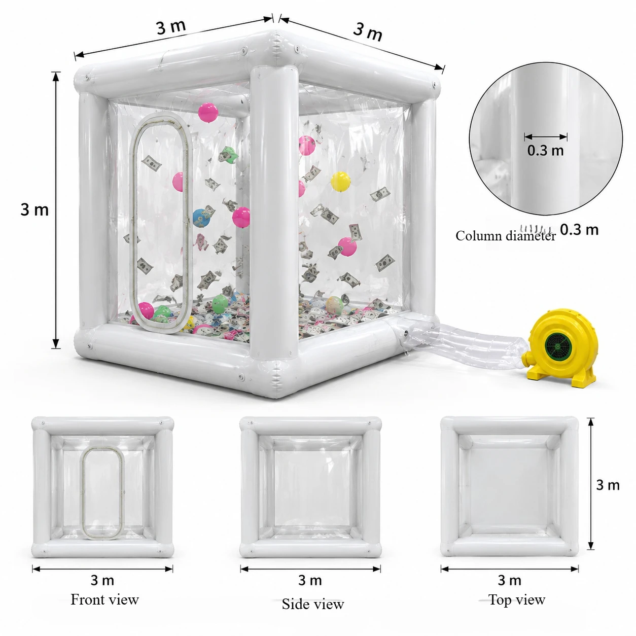 White Inflatable Cash Cube Mon - Party Games Gamecube recension och pris