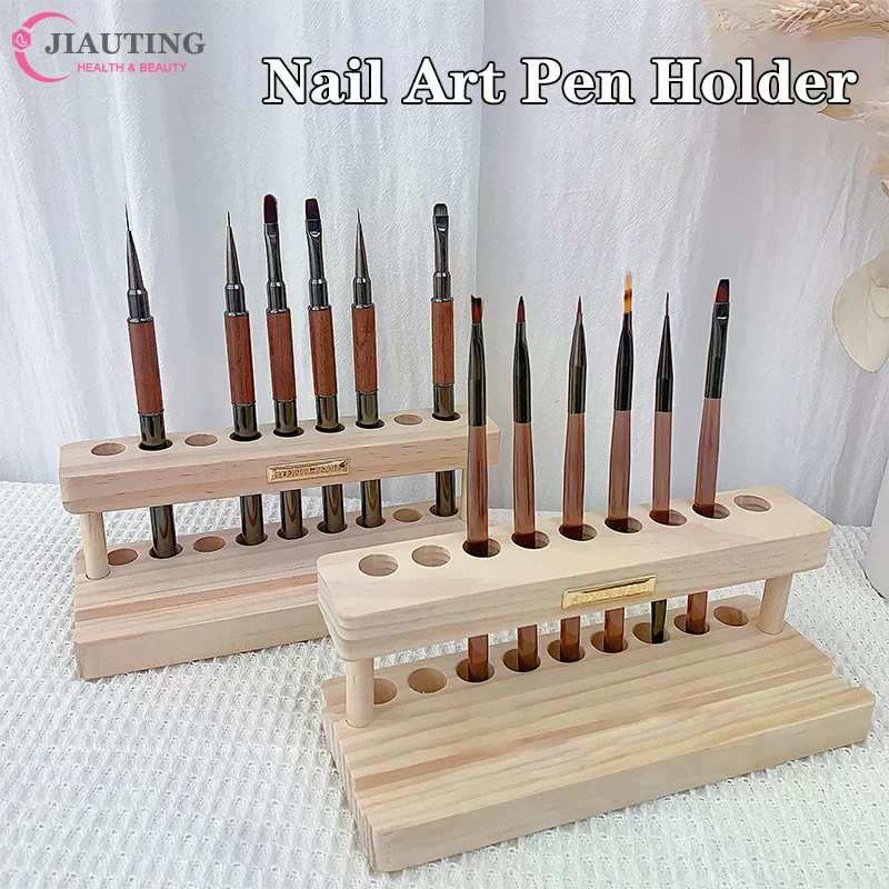 1pcs Wood Multifunction Desk Organizer Nail Art Pen Holder Phone Stand And Storage Solution For Nail Tool