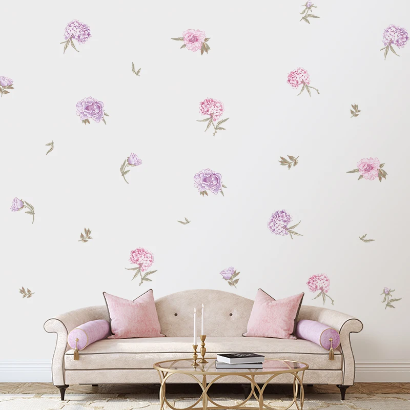 Flowers Plants Wall Stickers For Living Rooms Girls Bedroom Background Wall Decoration Self-adhesive Vinyl Sticker Wallpapers