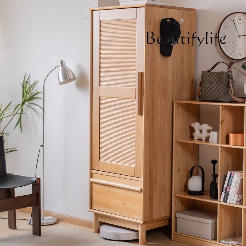 

Solid wood single door wardrobe 60cm wide locker wardrobe household log bedroom customization