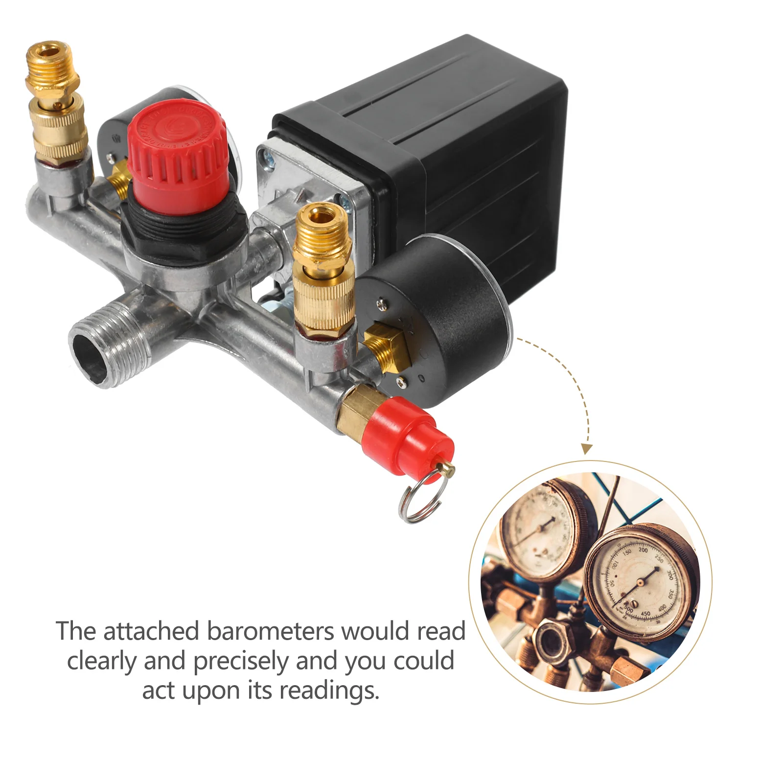 

1pc Pressure Switch Bracket Safety Relief Valve Single Hole Reducing Joint Durable Control Valve for Pressure Regulation