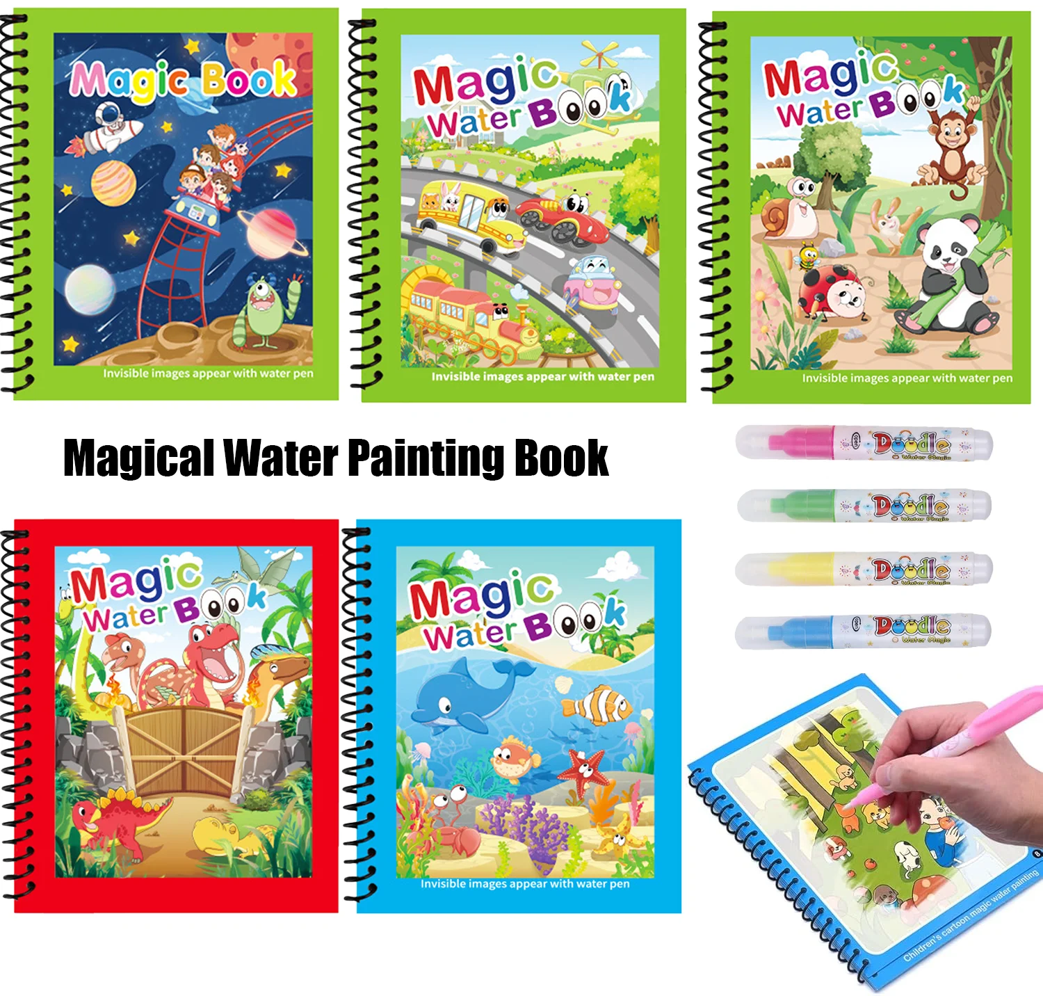 Drawing Coloring Books Kids Graffiti Puzzle Coloring Water Picture for Children Animal Cartoon Painting Book Education Toy
