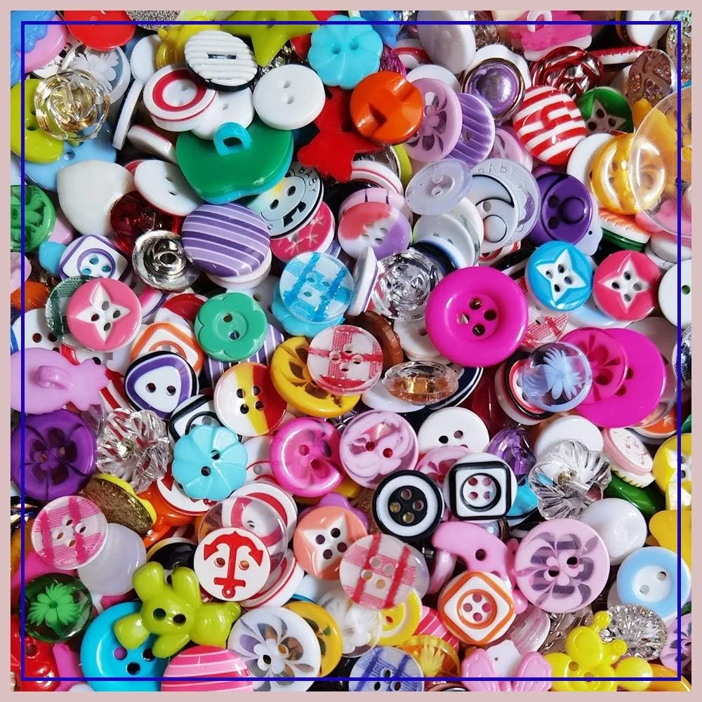

100pcs Plastic Buttons for DIY Sewing Crafts, Assorted Sizes & Colors