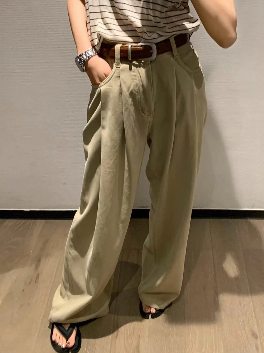 

High Waist Straight Leg Denim Jeans Women's Spring 2024 Korean Style Loose Wide Leg Pants Draping Slimming Floor-Length