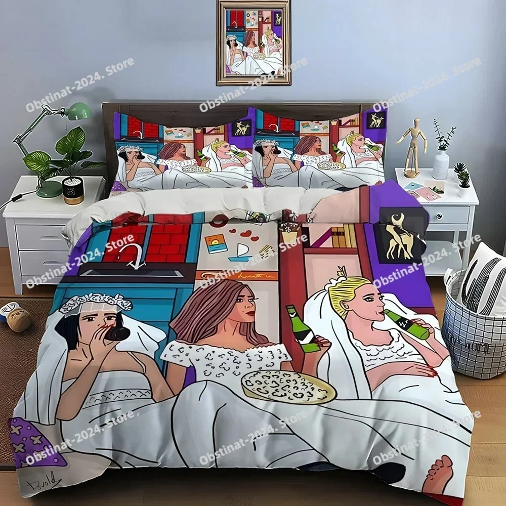 Funny Friends Bedding Set Printed single Comforter Duvet Cover Pillow Case 3 Pieces Sets Kids Adult Size Luxury TV Show Pattern