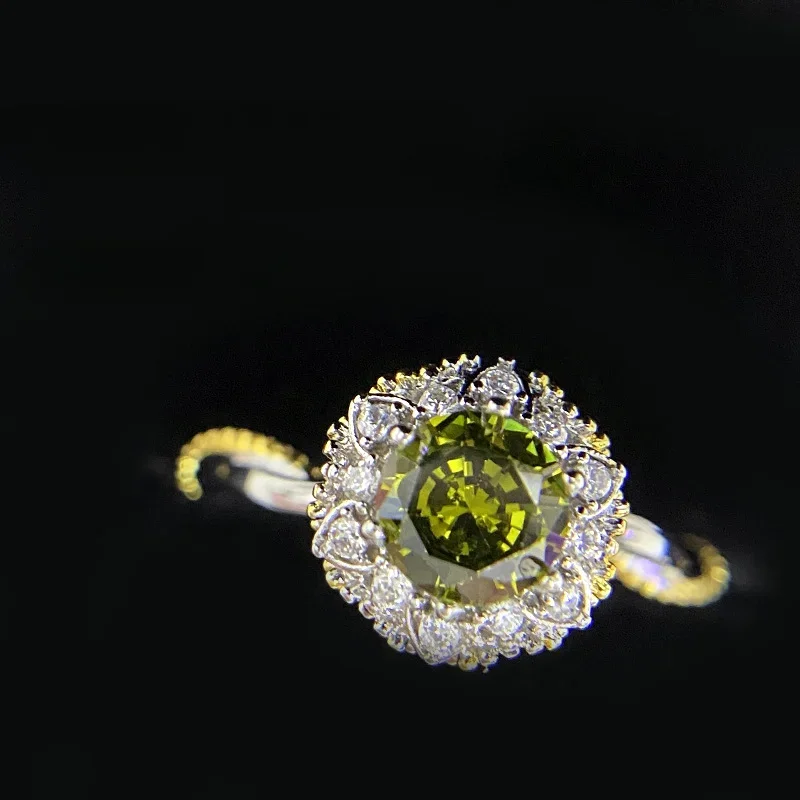 

MDLFES Mo!ssan Diamonds StyleMoissanite Ring Women Flower Cluster Pink Diamond Goddess Wedding Ring