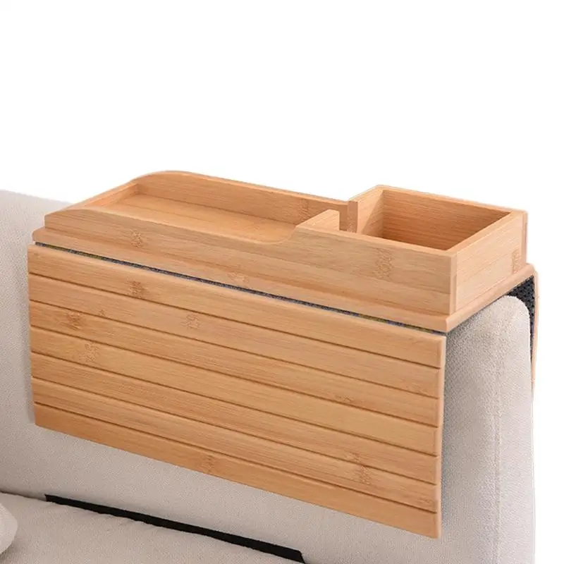 

Couch Drink Holder Foldable Couch Arm Table Cup Holder Sofa Tables Adjustable Anti-Slip Sofa Arm Organizer For Cellphone Drinks
