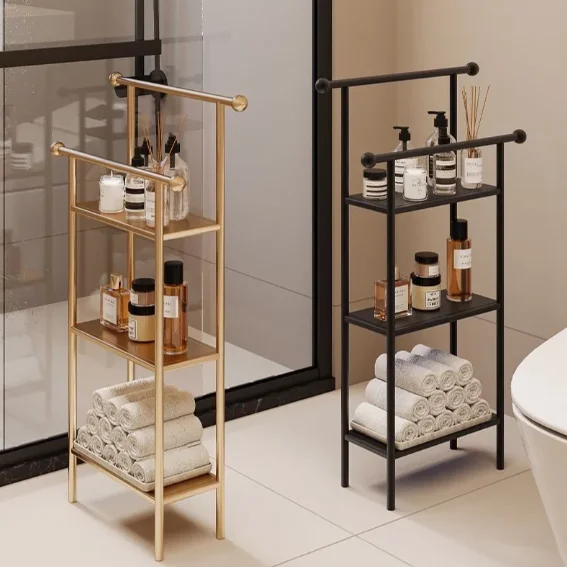 

*Rust-proof Waterproof Adjustable Bathroom Storage Rack Shower Room Floor-standing Multi-layer Towel Rack