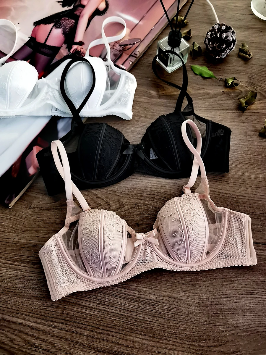 

Light sexy small breasts gathered underwear set female thin section bra large size women lingerie with underpants suit