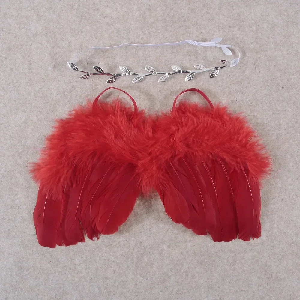 Fashion 2 pz/set Feather Angel Wing con fascia a foglia Set per neonato bambino bambini souvenir puntelli fotografici accessori