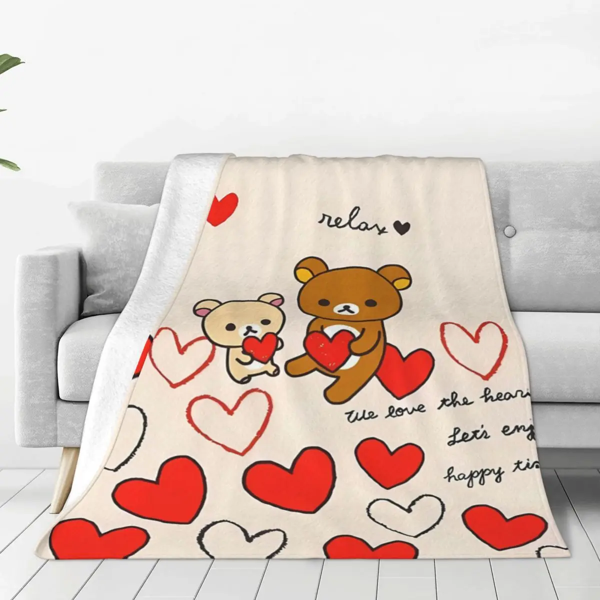 

Rilakkumas Blanket Easy Bear Warm Soft Street Trend Plush Throw Blanket Chair Sofa Bed Decorative Flannel Bedspread Bed Cover