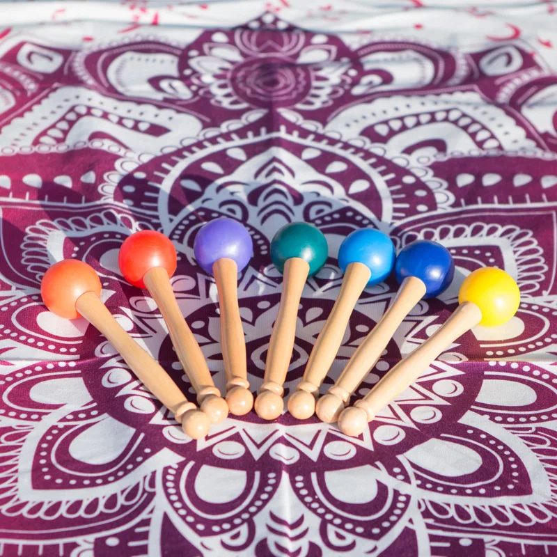 Rubber Stick White Red Orange Yellow Green Indigo Purple Percussion Crystal Bowl Yoga Meditation Percussion Stick