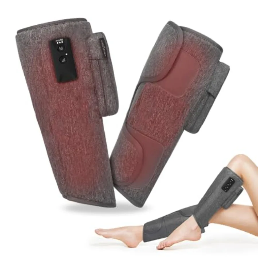 

Wireless Leg Massager Air Compression Cordless Calf Massager with Heat for Circulation Pain Relief and Recovery 4 Modes 3 Inten