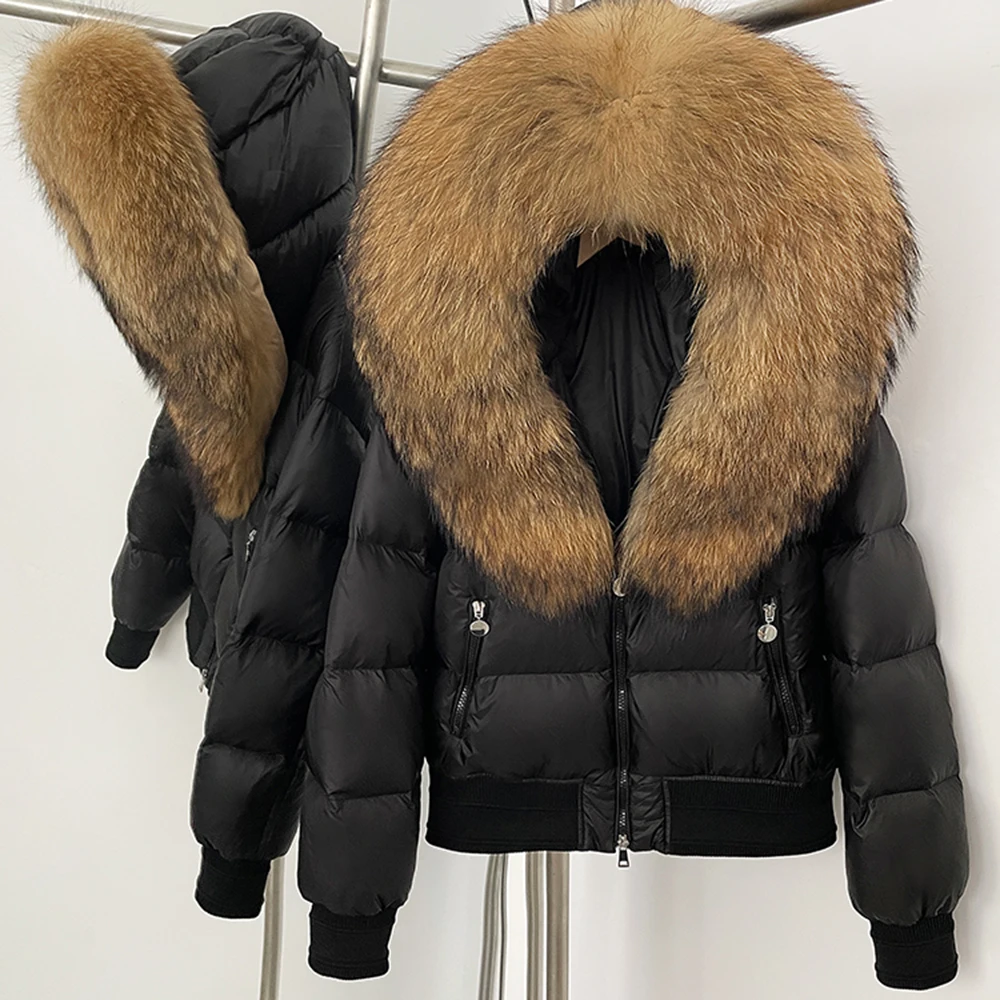 

OFTBUY Зимнее белое пальто на утином пуху с воротником из натурального лисьего меха, новая осенняя теплая женская толстая пуховая куртка с капюшоном из натурального меха