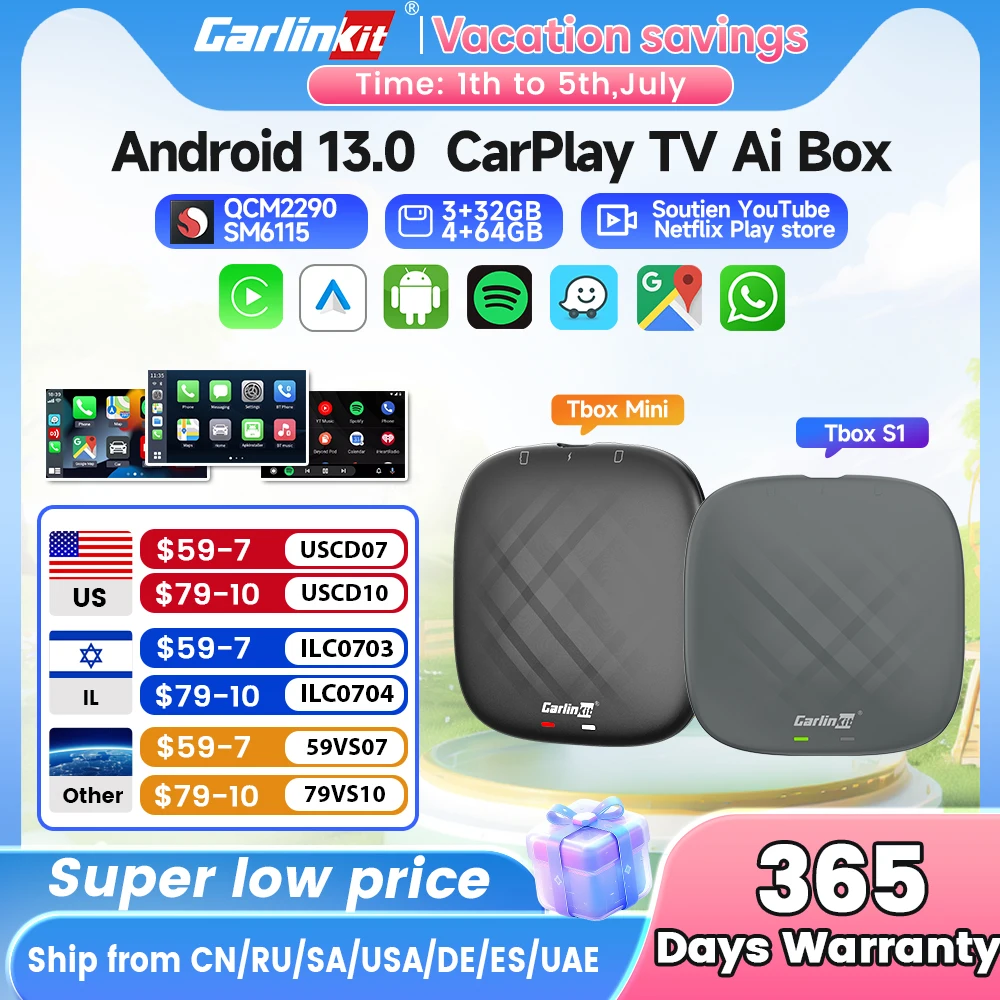 

Carlinkit CarPlay Mini Ai TV Box Andoroid 13 Wireless CarPlay Android Auto For Audi Bmw Mazda Toyota 4G LTE 128G