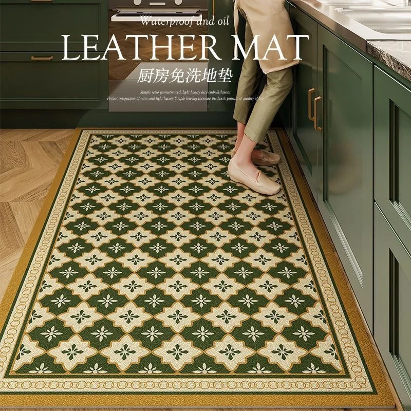 VIKAMA Tapis de cuisine rétro américain pour restaurant, absorption de l'eau et de l'huile, tapis de porte d'entrée, facile à nettoyer, décoration de la maison