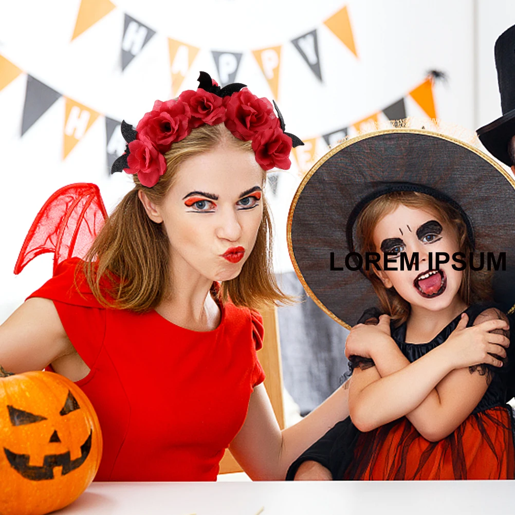 

1Pc Red Rose Halloween Headband Women Hair Accessories Comfortable Durable Bright Color Festival Headdress