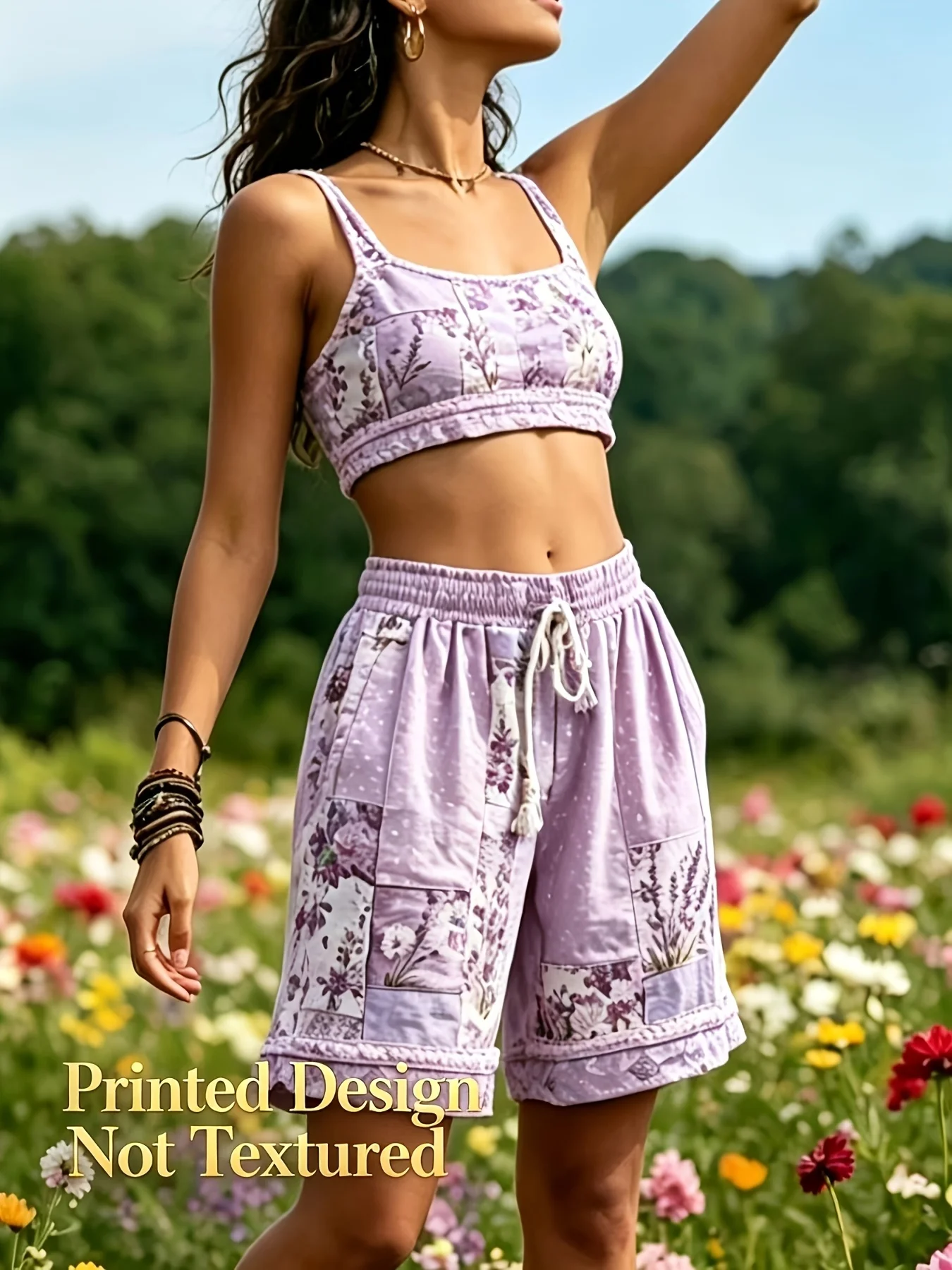 Spring and Summer Vintage Printed Bohemian Style Women's Shorts/For Vacation/Getaway by the Sea/Relaxed and Casual Style/Breathable and Comfortable Fabric/Suitable for Grasslands/Deserts/Camping/Parties/Daily Commuting/Parties/Casual Outings in the City