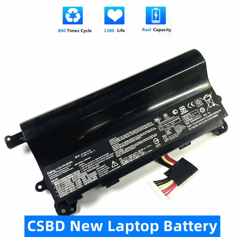 

CSBD New 15V 90Wh Genuine A42N1520 Laptop Battery For ASUS ROG GFX72 GFX72V G752VY G752VS GFX72VL6700 GFX72VT6700 Y6700 Y6820