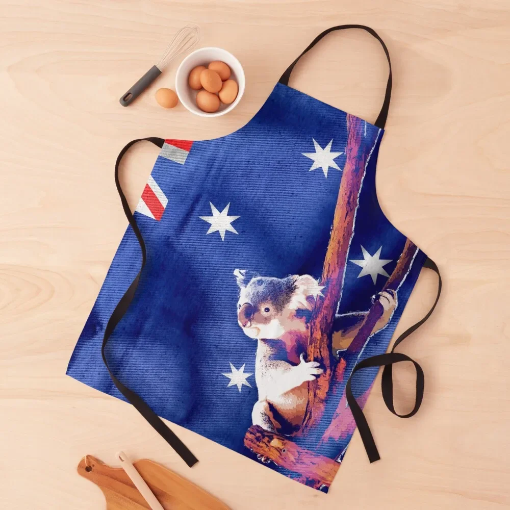 

Australian koala flag Apron for women with pocket barber uniform Apron